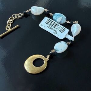 Rarities Carol Brodie Blue/White Opal, Pearl, & Spinel Toggle Bracelet SMALL nwt
